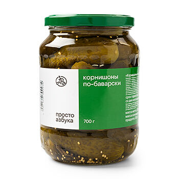 Корнишоны «Просто Азбука» по-баварски 700г, Россия