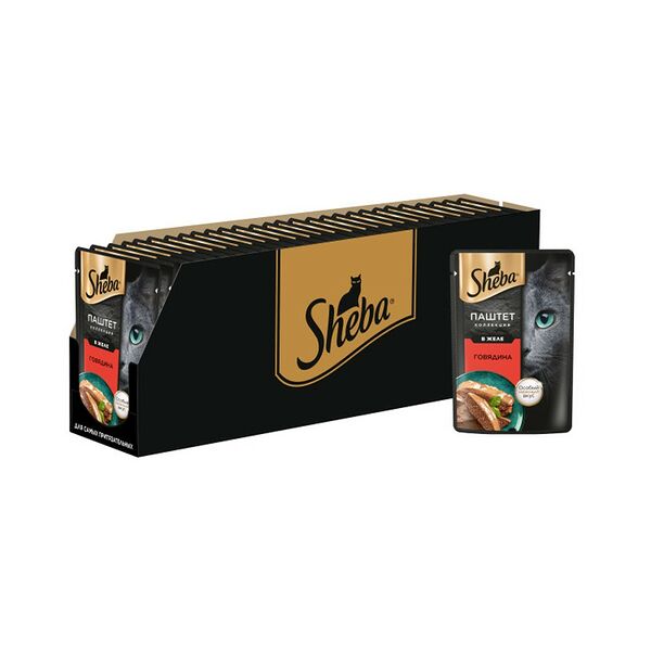 Корм для кошек Sheba паштет с говядиной пауч 75г (упаковка - 28 шт)