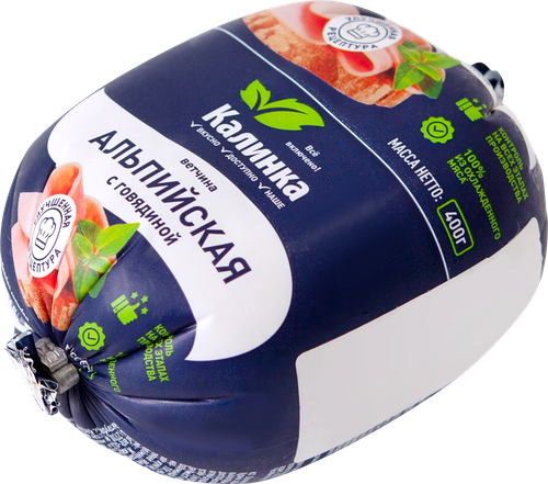 

Ветчина Калинка Альпийская с говядиной вареная 400 г