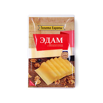 Сыр Эдам 45% Золото Европы, нарезка, 125г