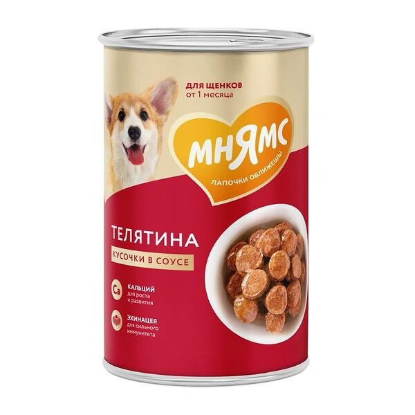 Консервы для щенков Мнямс Правильное развитие всех пород кусочки в соусе Телятина 400 г