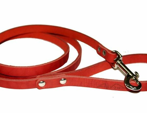 Кожаный поводок для собак Аркон №11, красный, 1.4 м