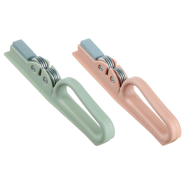 Ножеточка на блистере 19,5х4,5х3см, полипропилен, нерж. сталь, точильный камень, цвет в ассортименте, 1 шт