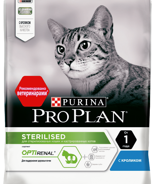 Корм для стерилизованных кошек Purina Pro Plan Sterilised для профилактики МКБ, с кроликом