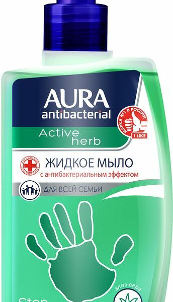 Aura Мыло жидкое антибактериальное ультразащита Алоэ 300 мл