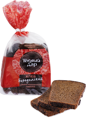 Хлеб ТЕПЛЫЙ ДАР Бородинский, в нарезке, 350г
