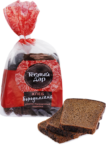 Хлеб ТЕПЛЫЙ ДАР Бородинский, в нарезке, 350г