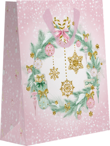 

Пакет подарочный Christmas Pink 22.7х18х10 см с тиснением Арт. MT 1 шт. в ассортименте