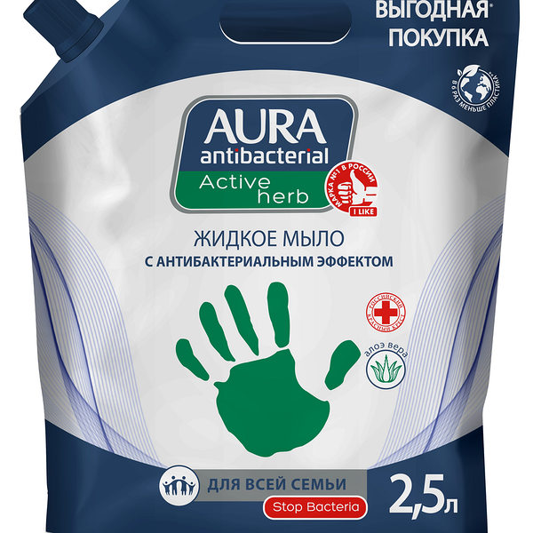 Мыло Aura Antibacterial жидкое Антибактериальный эффект алоэ 2,5л