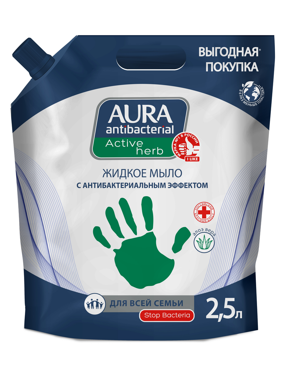 

Мыло Aura Antibacterial жидкое Антибактериальный эффект алоэ 2.5 л