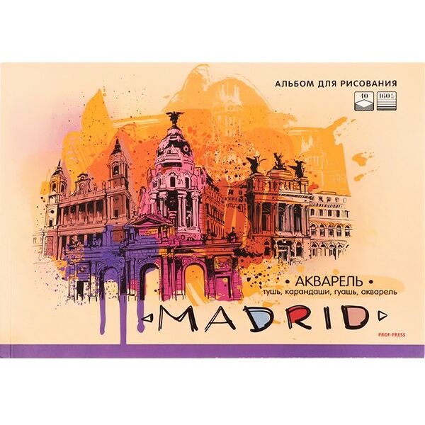 Альбом для рисования PROF-PRESS А4, 40 листов, в ассортименте