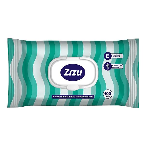 Салфетки влажные Zizu универсальные с витамином Е 100 шт