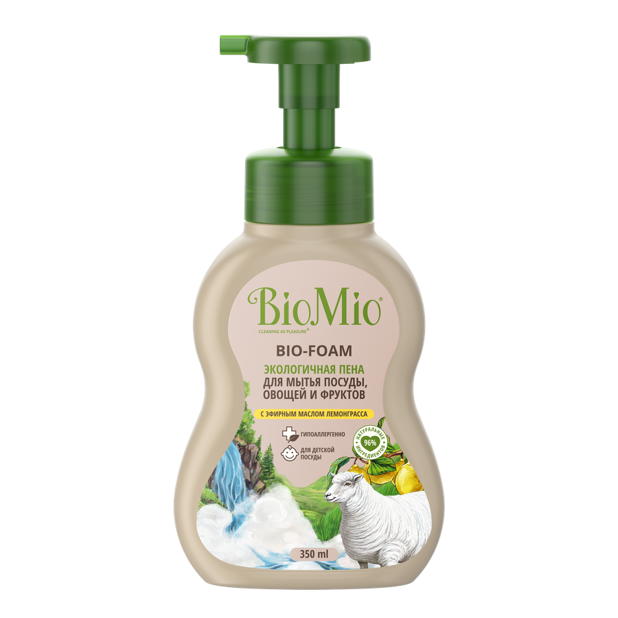 

Пена для мытья посуды овощей фруктов BioMio Bio-foam Лемонграсс, 350 мл