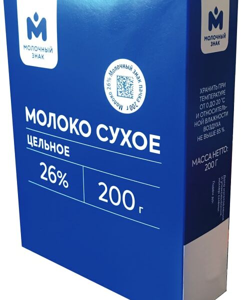 Молоко Молочный знак сухое цельное 26% 200г