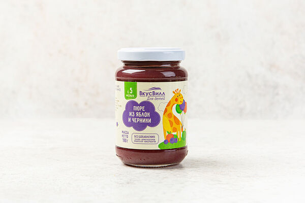 Пюре из яблок и черники 