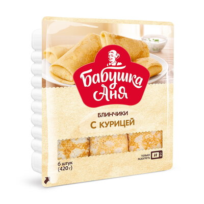 Блинчики с птицей "БАБУШКА АНЯ", П/ф кул фарш из мяса ц/бр 420г Санта Импекс
