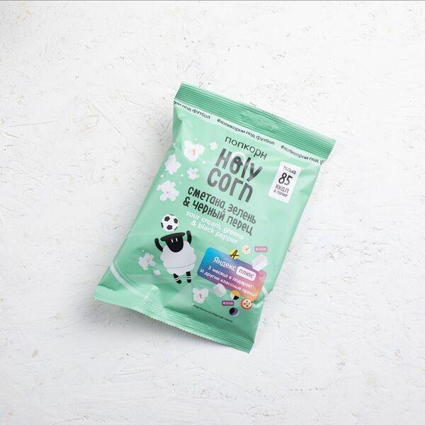 Попкорн натуральный со вкусом сметаны, зелени и чёрного перца