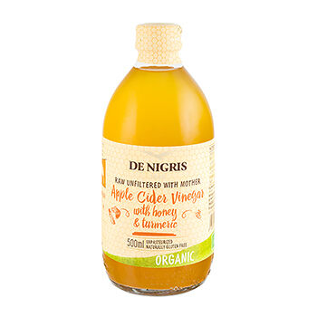 Уксус яблочный De Nigris с медом и куркумой нефильтрованный
