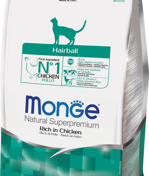 Корм сухой для кошек MONGE Cat Hairball, для выведения шерсти, 1.5 кг