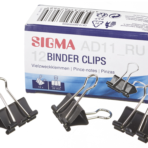 Зажим для бумаги 25 мм, 12 шт ТМ Sigma (Сигма)