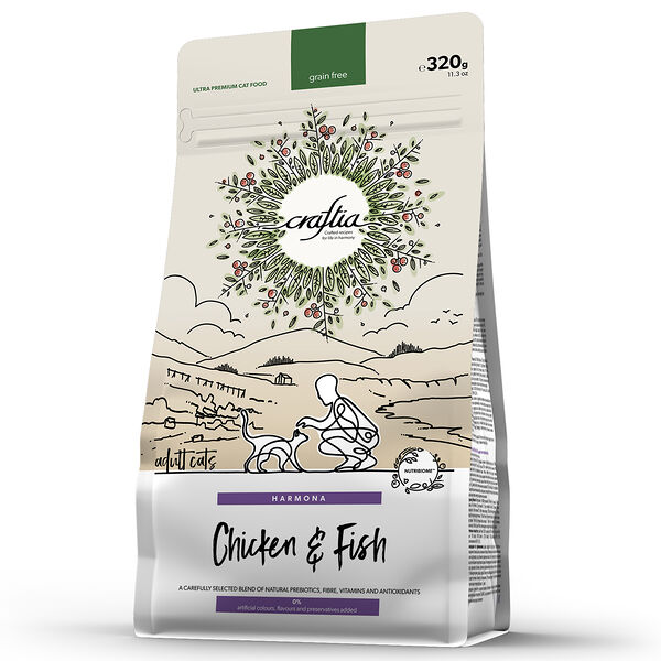 Корм сухой для кошек CRAFTIA Harmona из курицы и рыбы, 320 г