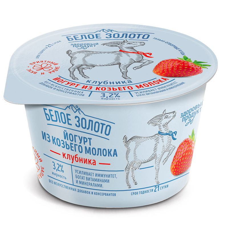 

Йогурт из козьего молока Белое Золото Клубника 3.2% 150 г