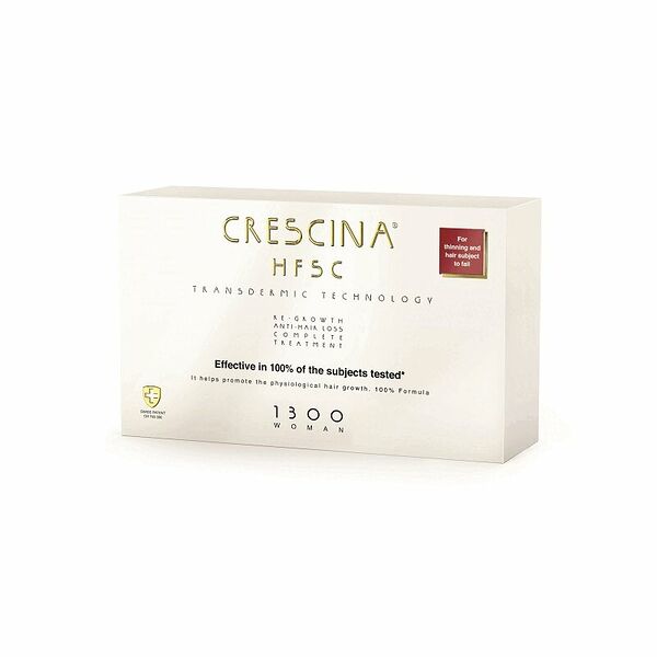 Комплекс Crescina Transdermic HFSC 1300 для женщин лосьон для возобновления роста 10 шт + лосьон против выпадения волос 10 шт