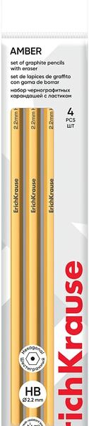 Набор карандашей ErichKrause Amber с ластиком HB 4шт