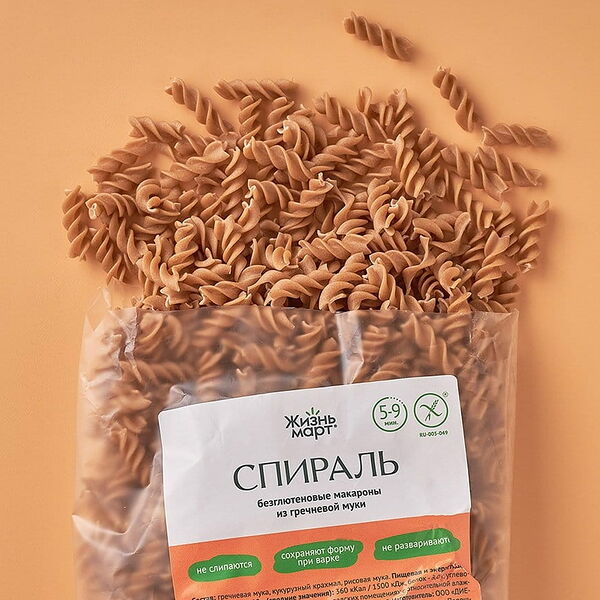 Безглютеновые макароны из гречневой муки Спираль