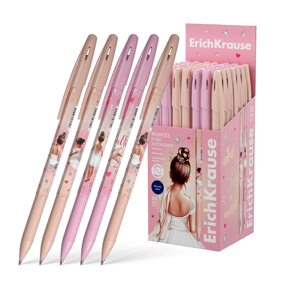Ручка шариковая ERICHKRAUSE R-301 Stick&Grip Pointes 0.7 синий,1шт в ассортименте