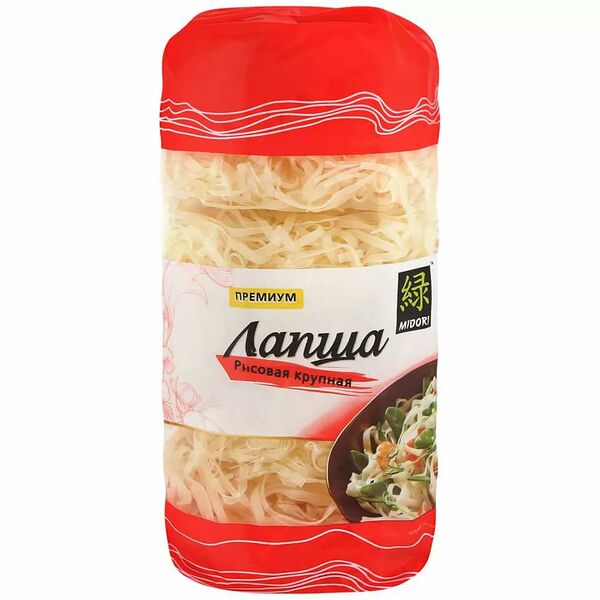 Макаронные изделия Лапша рисовая крупная Midori Премиум