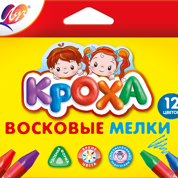 Мелки восковые ЛУЧ Кроха 12 цветов