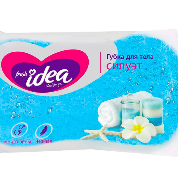 Губка для тела Fresh idea силуэт Голубая 1 шт