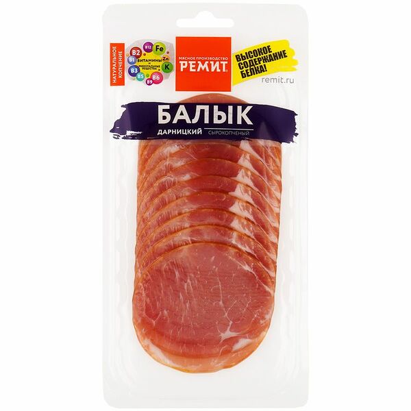 Балык Ремит Дарницкий сырокопчёный нарезка, 150г