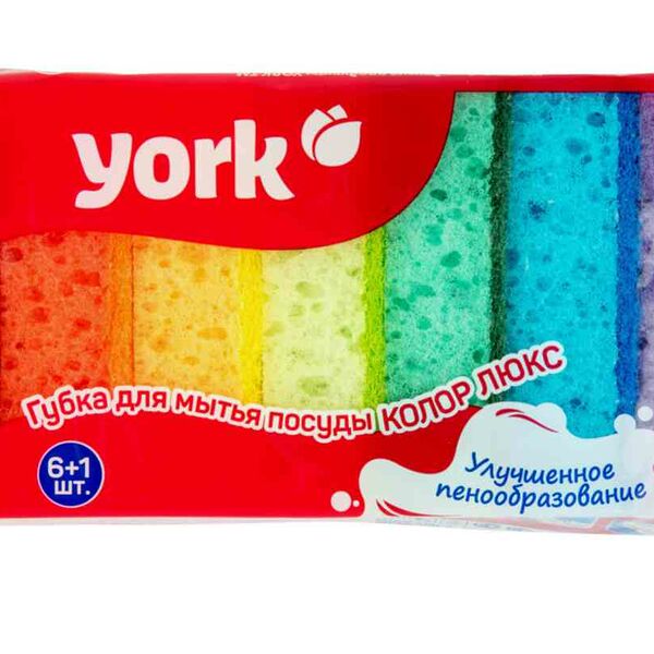 Губки для мытья посуды York Колор Люкс 6+1 шт