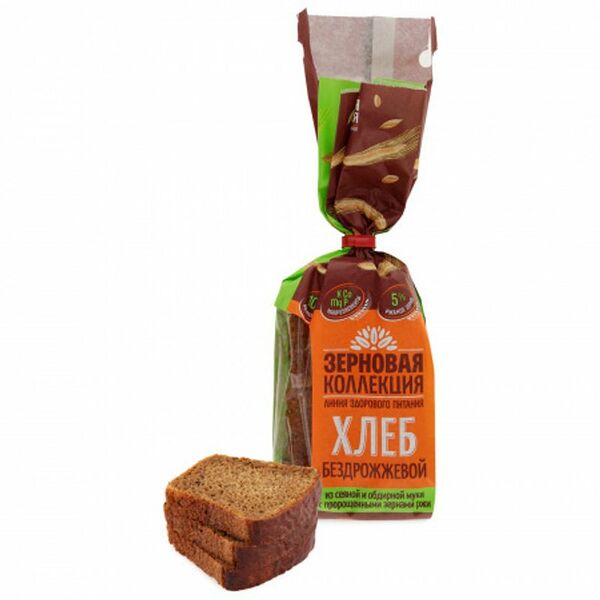 Хлеб бездрожжевой Зерновая коллекция с пророщенными зёрнами ржи, нарезка