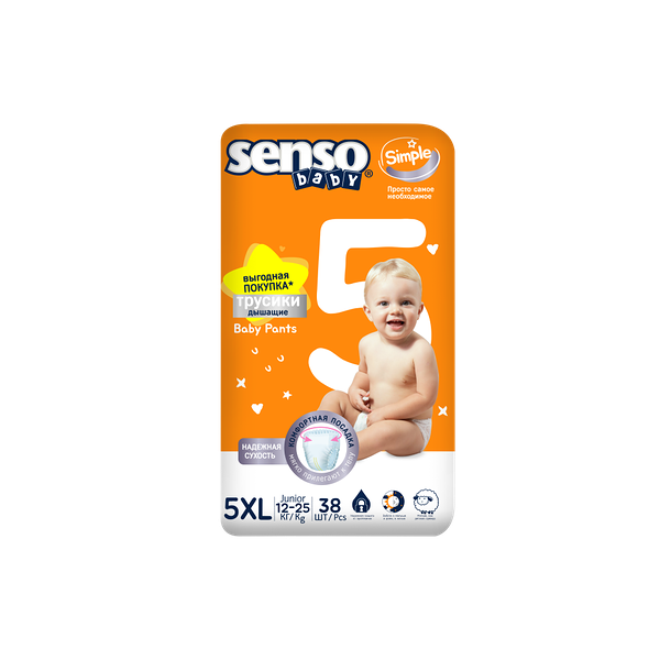 Подгузники-трусики Senso Baby Simple 5-38 Junior 12-25кг 38шт
