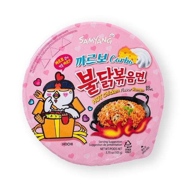 Лапша Samyang быстрого приготовления со вкусом курицы и соуса карбонара, острая 