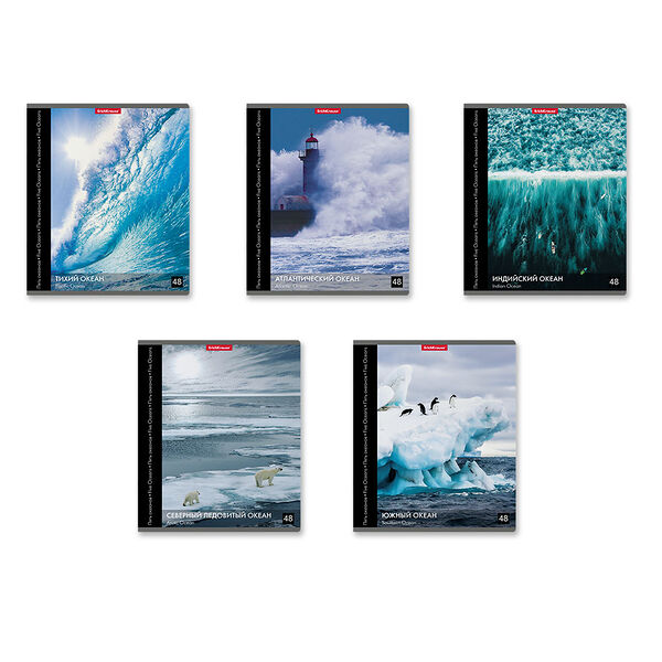 Тетрадь общая Erich krause пять океанов А5 48 листов в клетку в ассортименте 1шт