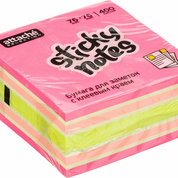 Стикеры Attache Selection куб 76х76, клубничный микс 400 л