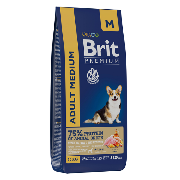 Сухой корм для собак Brit Premium Dog Adult Medium средних пород 15 кг