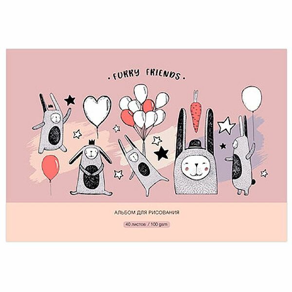 Альбом для рисования BG Funny friends эконом, 40 листов, А4, в ассортименте 1 шт