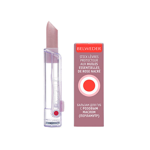 Бальзам для губ Belweder 4 г с розовым маслом перламутр