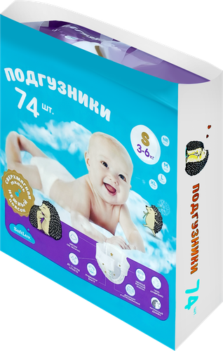 

Подгузники SOFTLUV S 4–8кг, 74шт