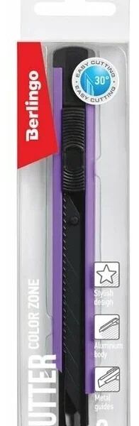 Нож канцелярский BERLINGO Color Zone черное лезвие, с фиксатором Арт. BM4120