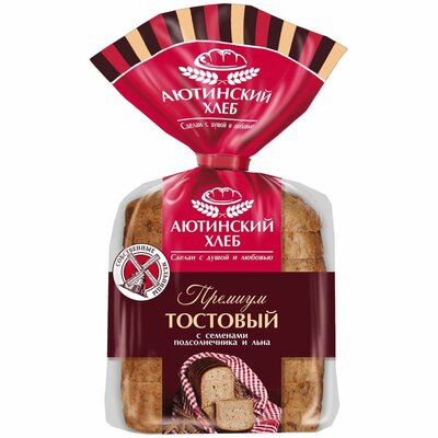 Хлеб тостовый Аютинский Хлеб Премиум с семенами подсолнечника и льна пшенично-ржаной в нарезке 330 г
