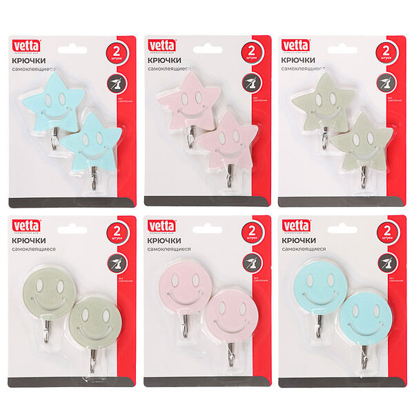 Vetta набор крючков самоклеящихся, 2шт, акрил, металл, 