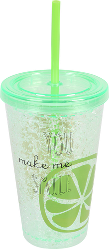 Стакан Homeclub Fruits, с двойными стенками и трубочкой