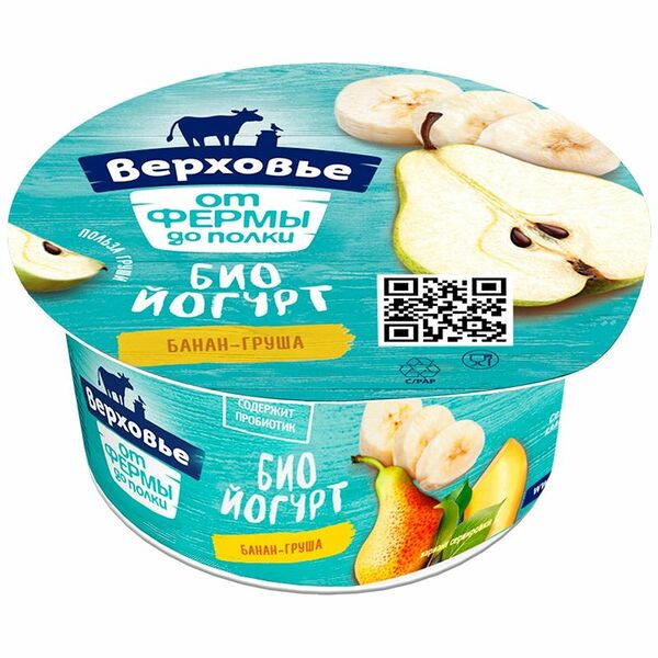 Биойогурт Верховье с бананом и грушей 2.9% 150г