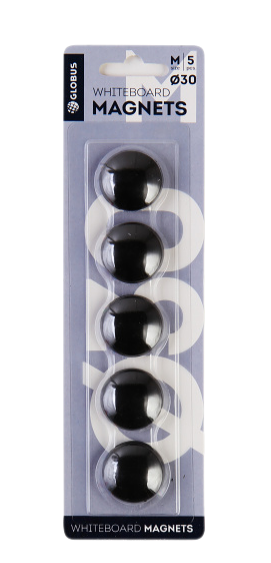 Магниты для досок,Глобус,черные,30 мм, 5 шт